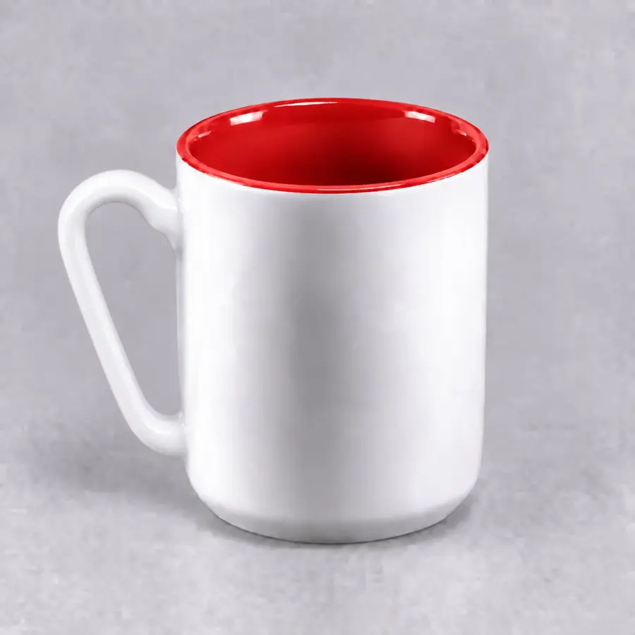 Mug Warna Dalam Lokal berwarna putih dengan bagian dalam merah